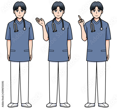 笑顔の男性看護師のセット