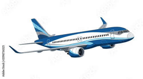 Blue Passenger Airplane Vector Illustration