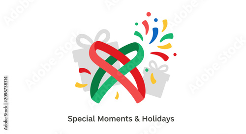 Colorful Intertwined Ribbons Holiday Decoration.