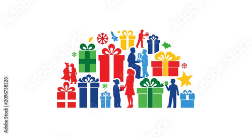 Colorful illustration of wrapped presents.