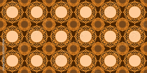 Foto Vintage seamless pattern circle ornament brown gold background