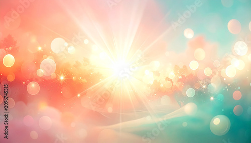 Soft Pastel Bokeh Light Background with Glowing Orbs.