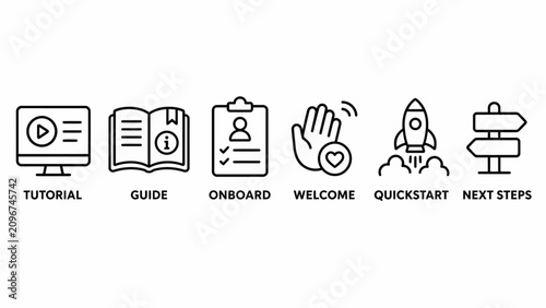 Obraz na plátne Flat icon set for onboarding process steps.