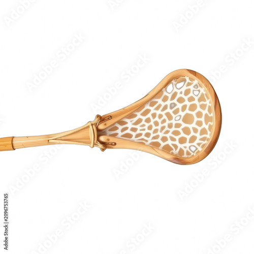 Wooden Lacrosse Stick Isolated on Black Background