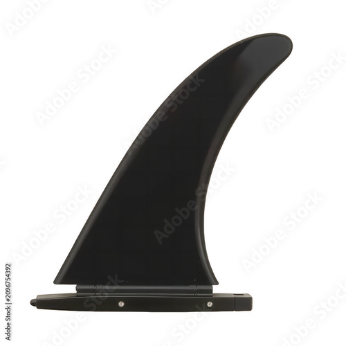 Black surf board fin isolated on black background