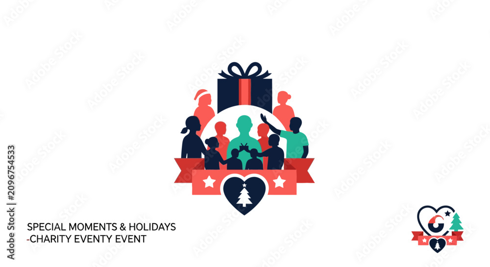 Naklejka premium People Celebrating with Gift Boxes.