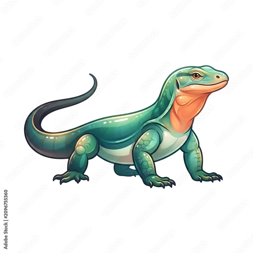 Obraz premium Premium Jelly Vector Illustration of Peach-throated Monitor Isolated on White Background