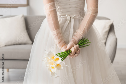 Bride in white wedding dres...