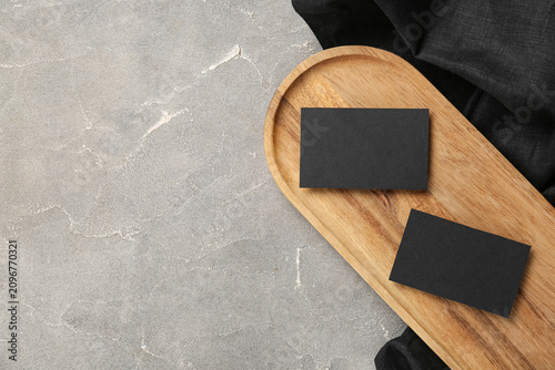 Wooden tray with black blan...