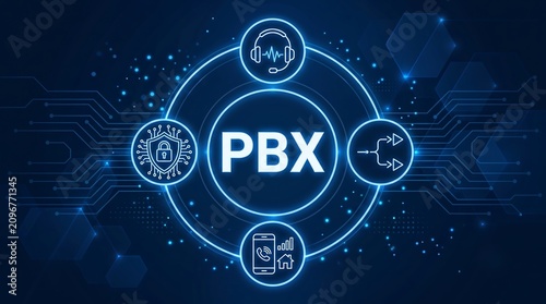 PBX private branch exchange concept, private telephone network used within an organization or business to facilitate internal and external communication new