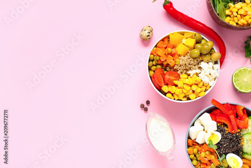 Bowls with different health...