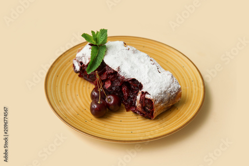 Plate with piece of tasty c...