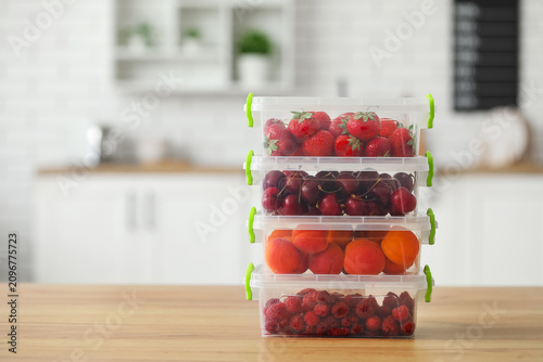Stack of containers with be...