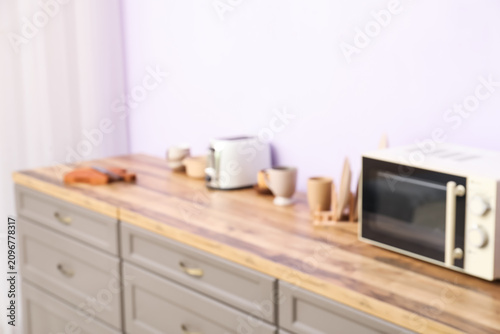 Blurred view of modern kitc...
