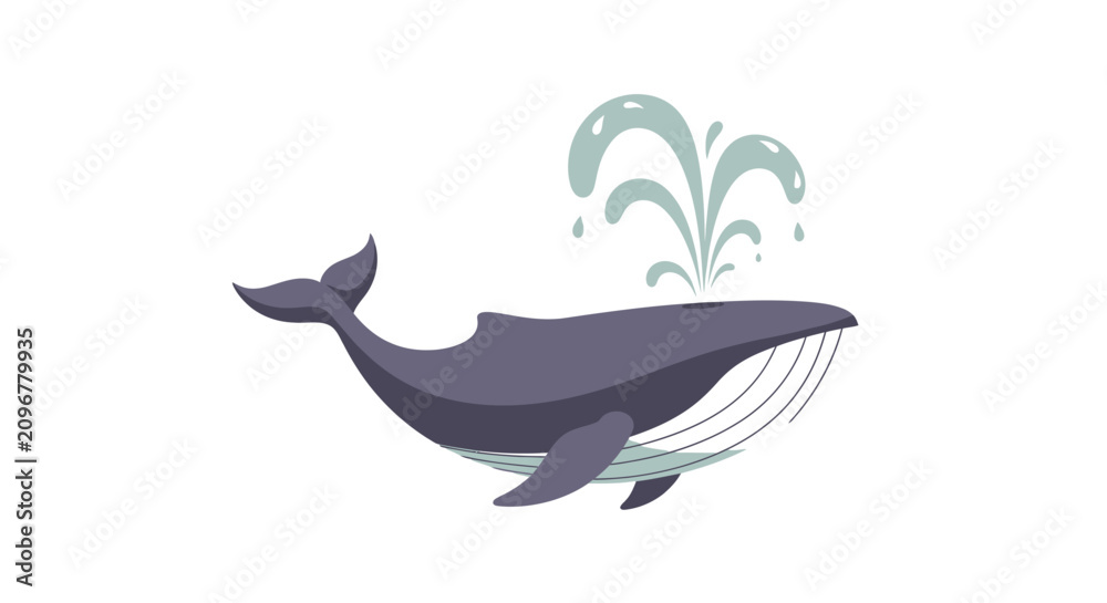 Obraz premium Whale Spouting Water Illustration.