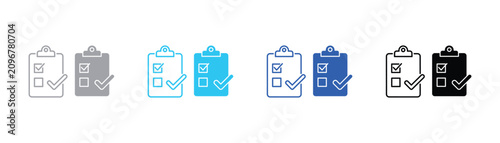 Clipboard task list with checkmark icons clipboard checklist checkmark document business management planning illustration minimalist isolated background professional questionnaire