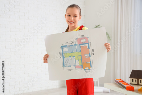 Little architect with house...