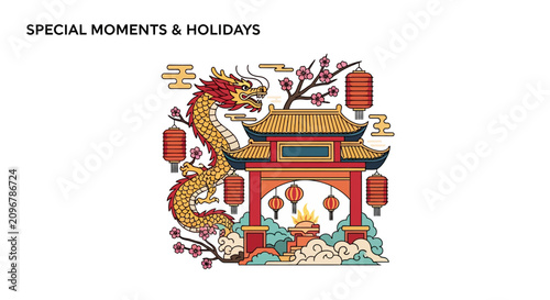 Chinese dragon gate decoration.