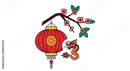 Chinese dragon hanging from lantern.