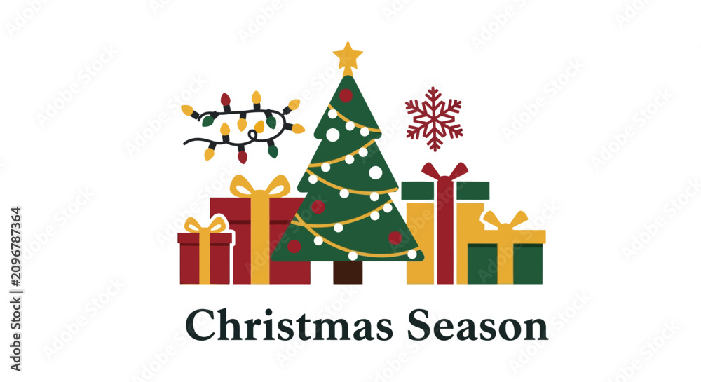 Fototapeta premium Christmas tree with gifts and ornaments.