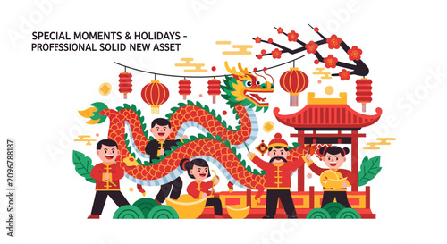 Chinese New Year Dragon Dance Performance.