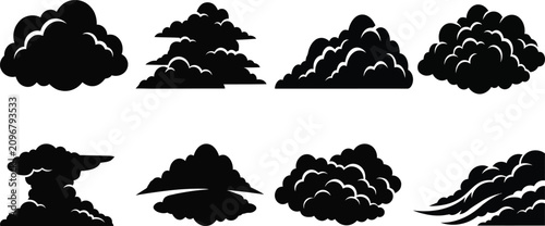 Photos Stylized Cloud Silhouette Collection Featuring Cumulus and Stratus Shapes for We