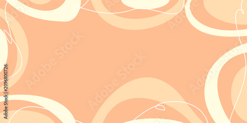 A warm peach abstract background featuring cream-colored circular swirl outlines, a soft geometric pattern, and ample negative space suitable for your design needs.