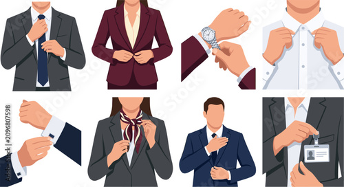 Konstfotografi Professional Business Dress Code and Office Attire Etiquette Vector Icon Set wit