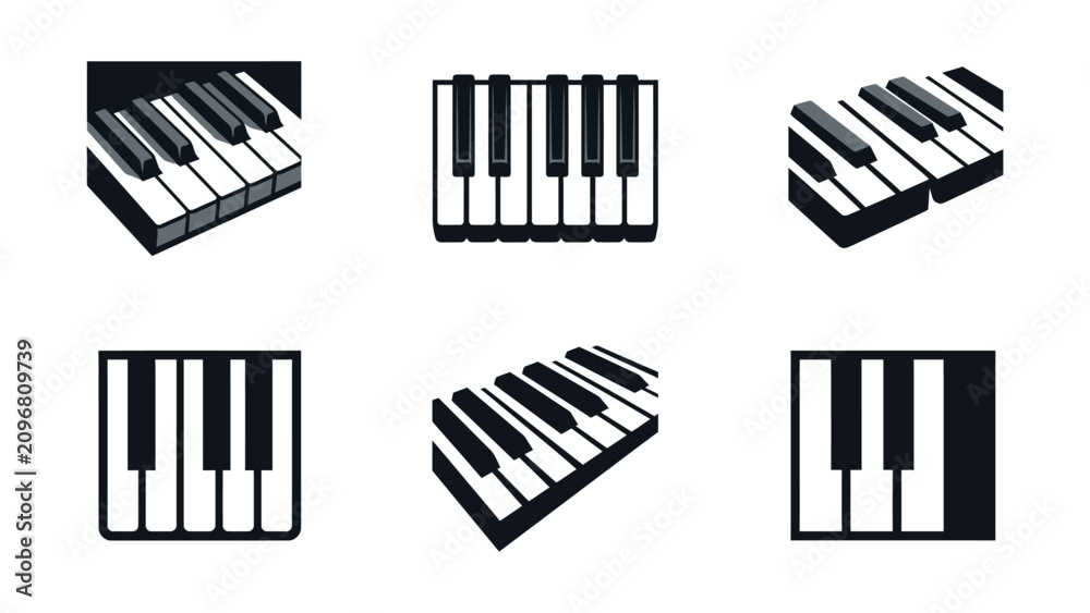 Fototapeta premium Piano Keyboard Icons Set