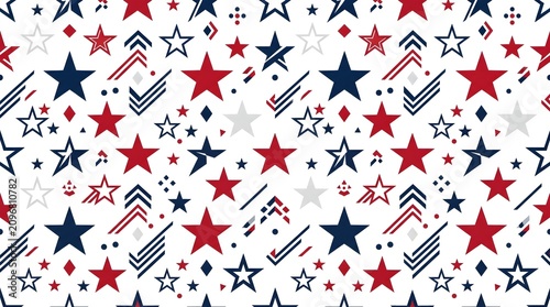 Seamless Patriotic Stars Pattern Background
