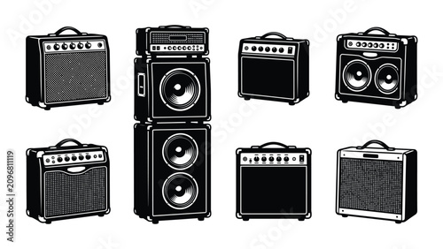 Obraz na płótnie Vintage Guitar Amplifier Collection