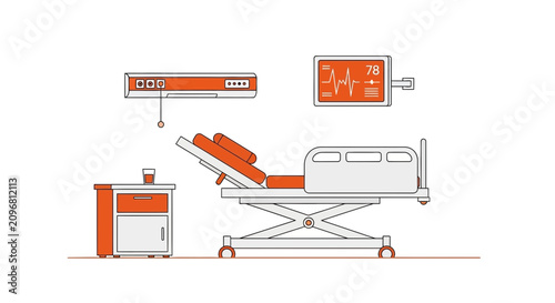 Hospital Room Interior Illustration With Medical Equipment And Treatment Bed Design