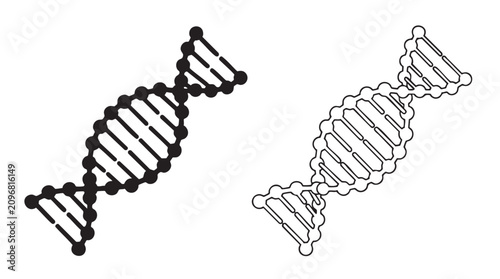 Foto black silhouette with line art vector of dna double helix structure