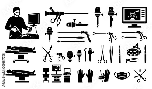 Laparoscopic Surgery Icons Vector Collection EPS10