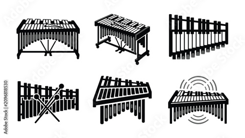 Cuadro en lienzo Marimba Instrument Collection - Vector Icons