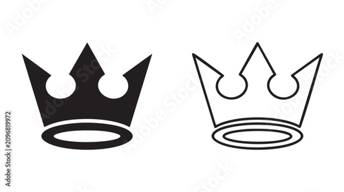 Tableau sur toile crown silhouette with line art vector illustration black silhouette with line ar