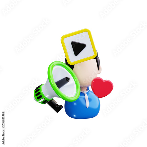 influencer marketing 3d render icons