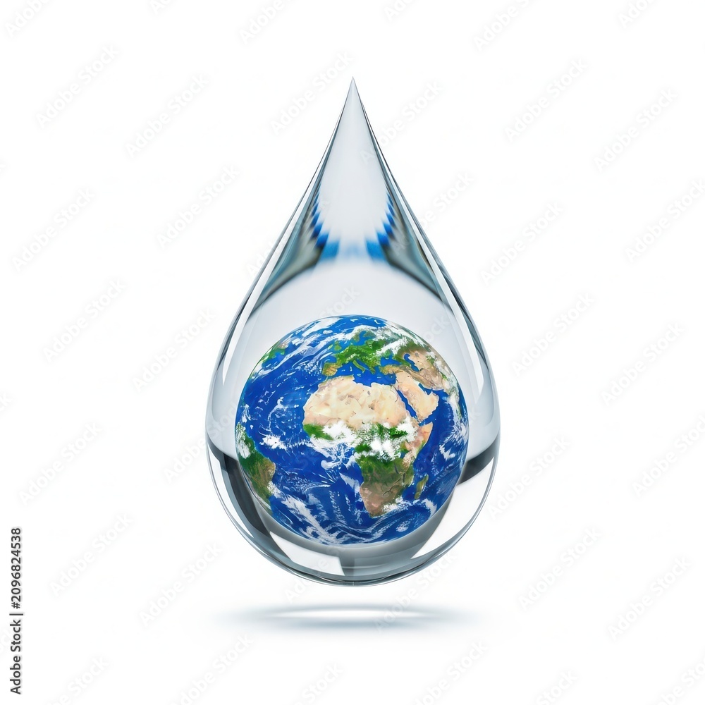 Obraz premium Planet earth inside a clear water drop concept with environment