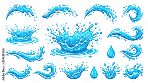 Bild auf Leinwand Dynamic Water Splashes and Waves Collection - Freshness and Purity