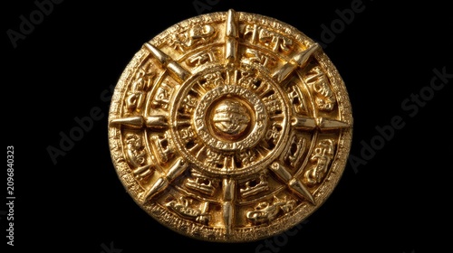 Intricate Golden Mandala Design with Ancient Symbols and Textures for Spiritual and Artistic Representations
