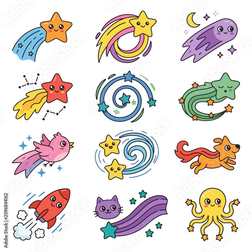 Cartoon Star and Animal Icons.