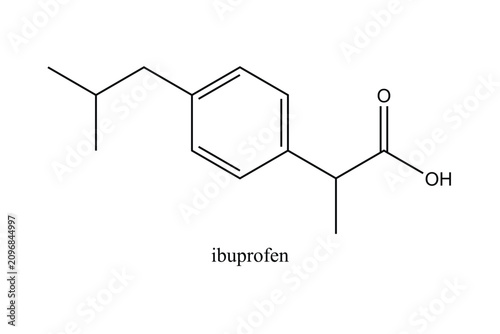 Bild auf Leinwand Ibuprofen chemical structure displayed as a 2D skeletal molecular formula