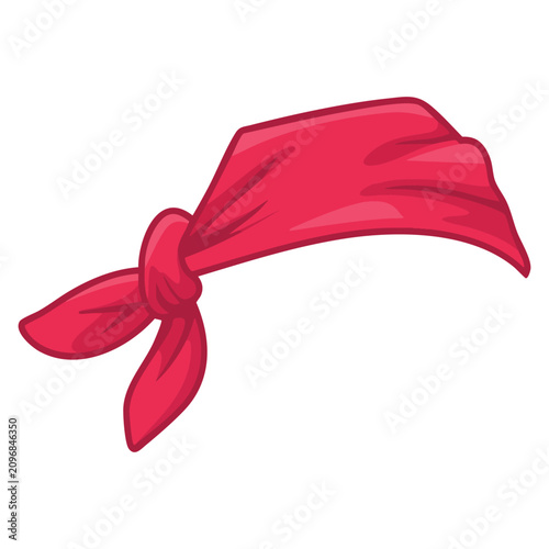 Bright red bandana biker cowboy pirate headwear vector illustration suitable for clothes rock music style and postcards