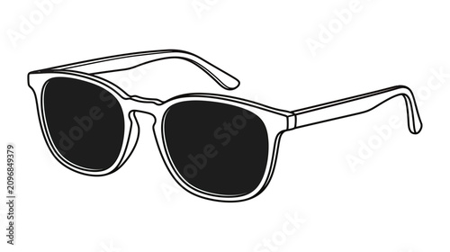 Minimalist Sunglasses Line Art Icon, Black and White Vector Graphic