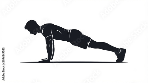 Man Doing Push Up Exercise Silhouette Vector