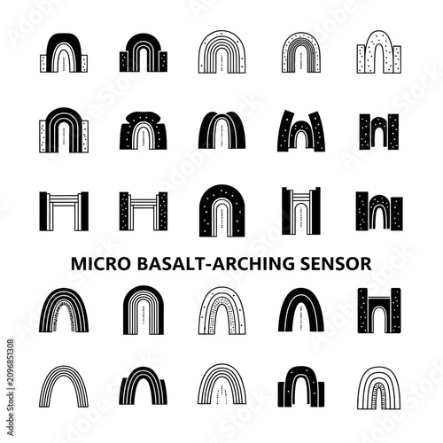 Abstract Arch Shapes, Geometric Patterns, Minimalist Design, Black and White Elements