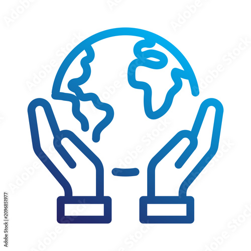 Fotografie Care for green planet earth icon line gradient style