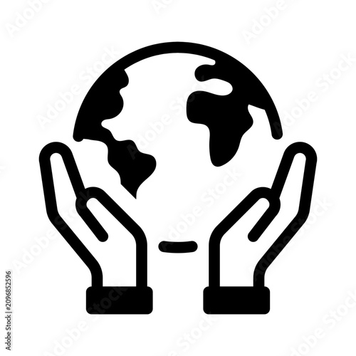 Billede på lærred Care for green planet earth high quality creative design icon flat black style