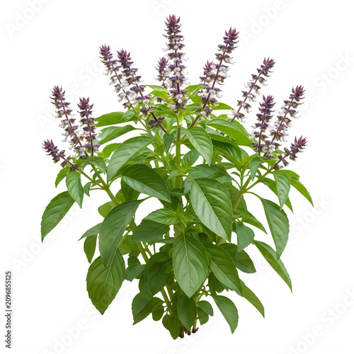 Green flowering plant with purple blooms