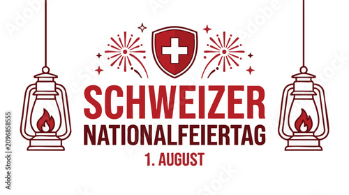 Foto Swiss National Holiday Celebration with Fireworks and Lanterns